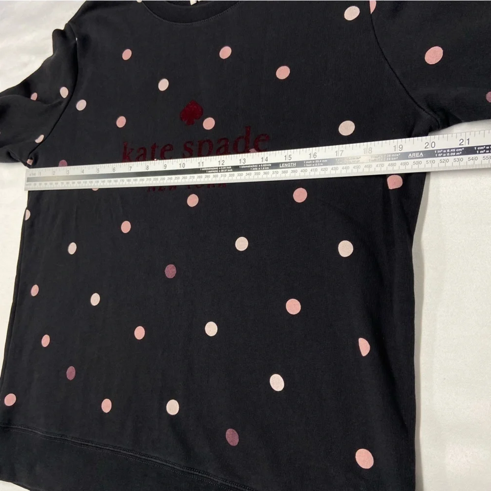 EUC Kate Spade Brooke Street Bakery Dot Black Pink Polka Dot Sweatshirt Small - Picture 7 of 15